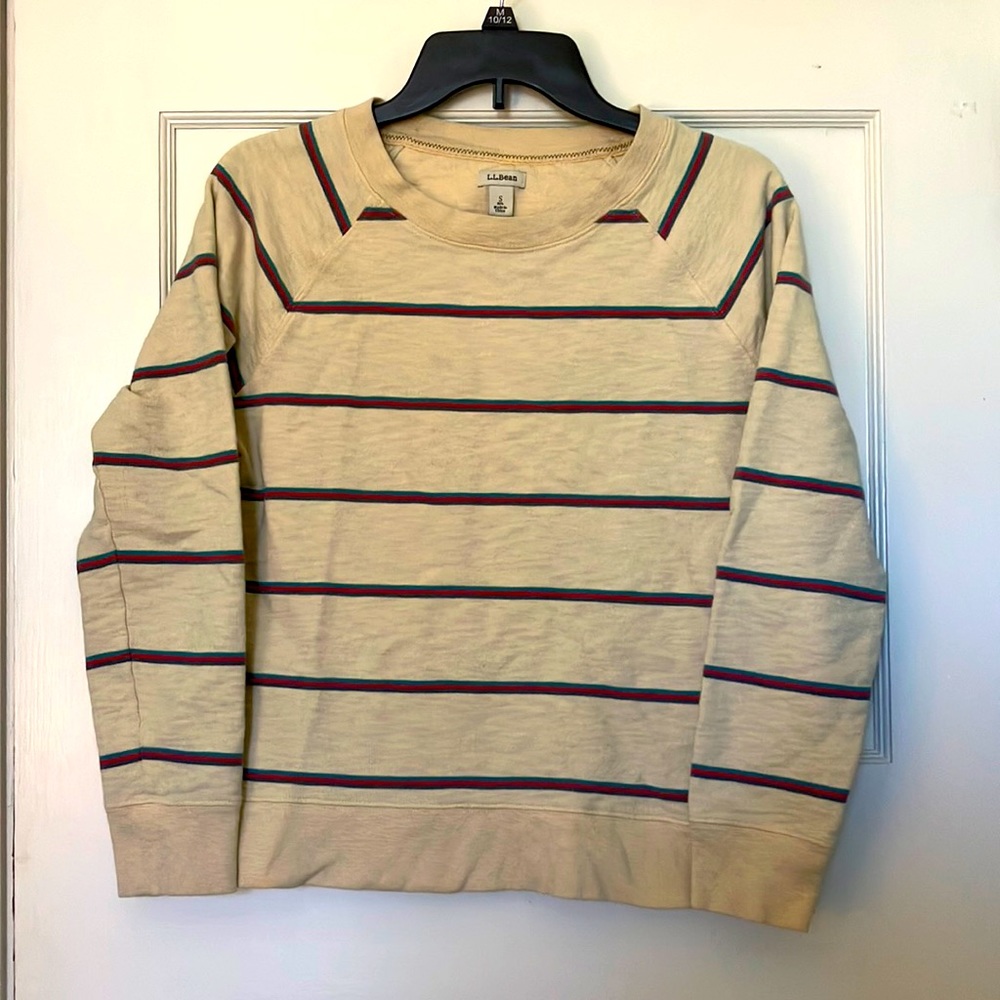 L.L. Bean Organic Cotton Striped Crewneck Sweatshirt